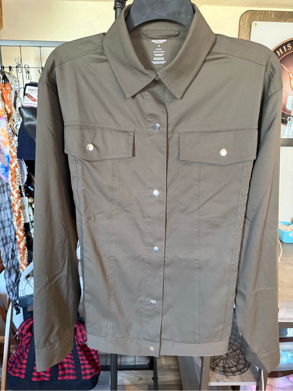 NWT Girlfriend Collective Moss Utility Jacket XS | Adjustable Tie Back
